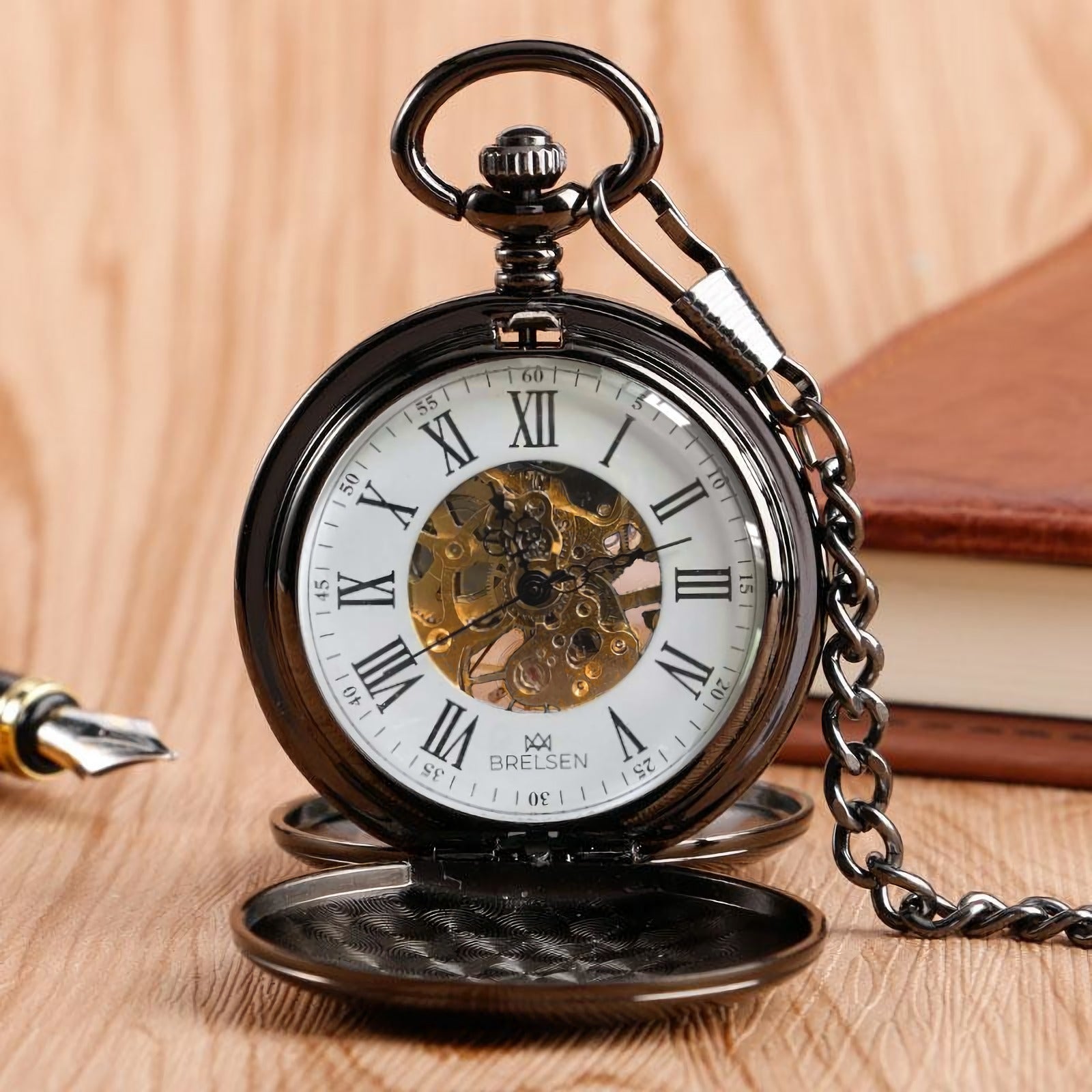 Black pocket watch best sale